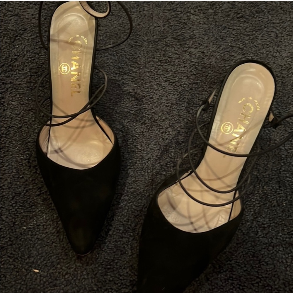 Chanel Strappy Black Heels